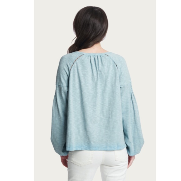 NWT Frye Boho Smocked Knit Peasant Blue Top L - Picture 7 of 11